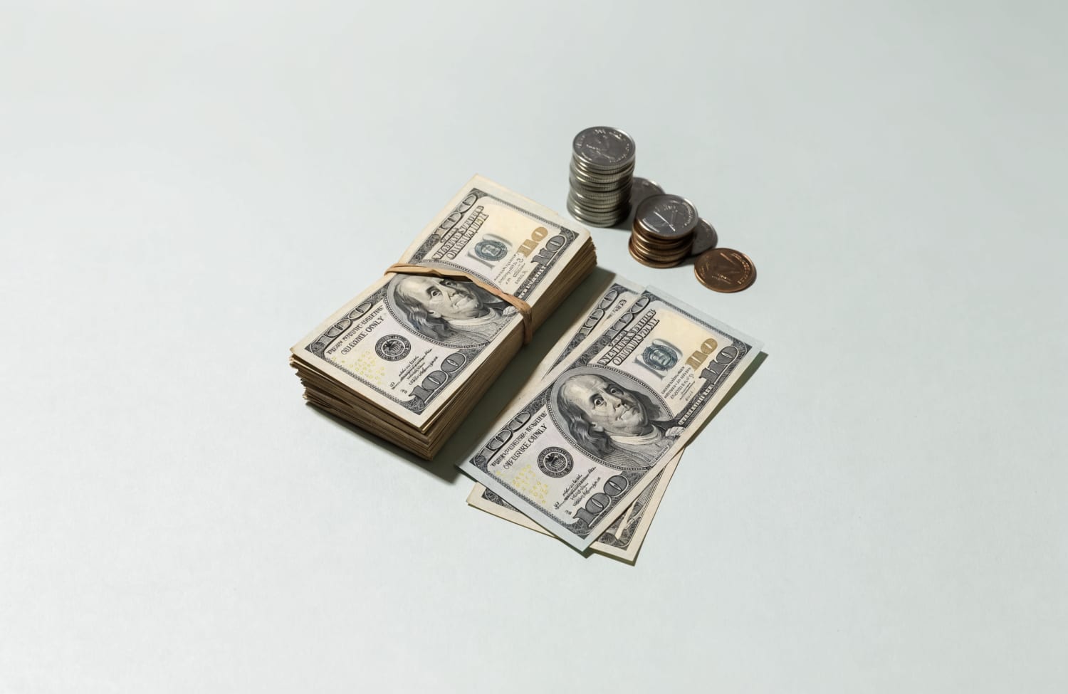 Realistic practice cash and coins