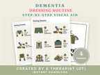 Dementia dressing routine cards: step-by-step visual aid in men's and women's versions, created by an occupational therapist