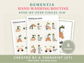Dementia hand washing routine cards: step-by-step visual aid in four versions, created by an occupational therapist