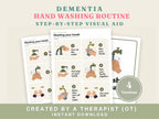Dementia hand washing routine cards: step-by-step visual aid in four versions, created by an occupational therapist