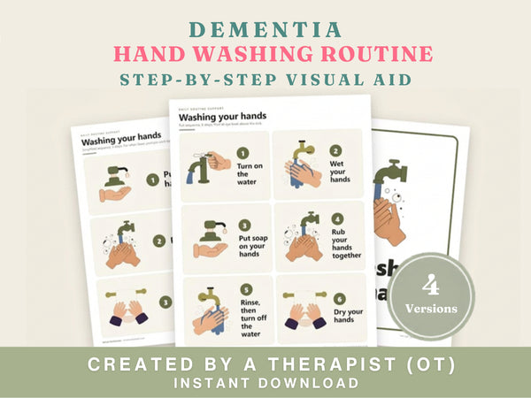 Dementia Hand Washing Cards - Step-by-Step Visual Aid for Memory Loss