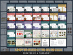 Grid of 32 Rehab Worksheets product covers included in the whole shop bundle: 1,500+ worksheets plus weekly releases across 9 categories