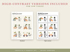 High-contrast versions included for low vision: standard and high-contrast hand washing cards side by side