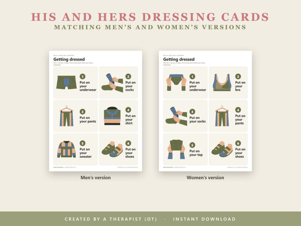 His and hers dressing cards: matching men's and women's versions