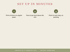 Set up in minutes: print at home on regular paper, post at eye level above the sink, point to each step without quizzing