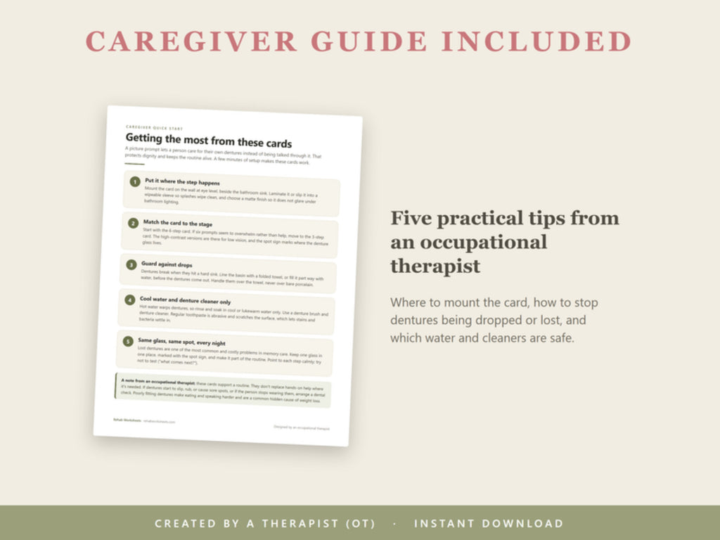Caregiver guide included: five practical tips from an occupational therapist