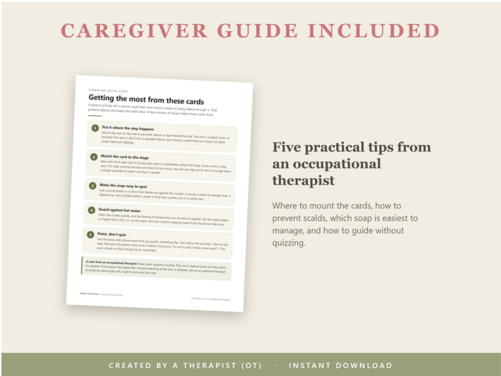 Caregiver guide included: five practical tips from an occupational therapist