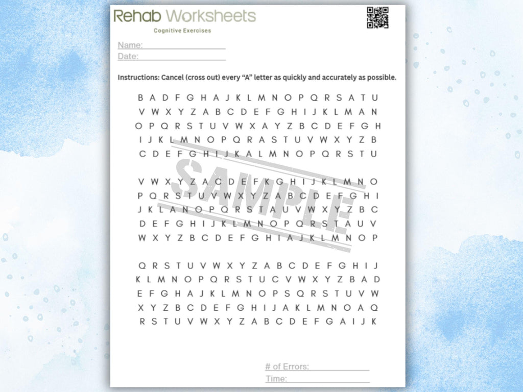 Letter Cancellation Task (30 Worksheets) - Attention