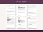 What's inside: strokes, then letters, then joins, then words, shown on six sample worksheets