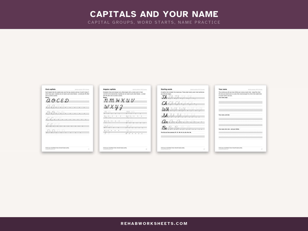 Capitals and your name: capital groups, word starts and name practice