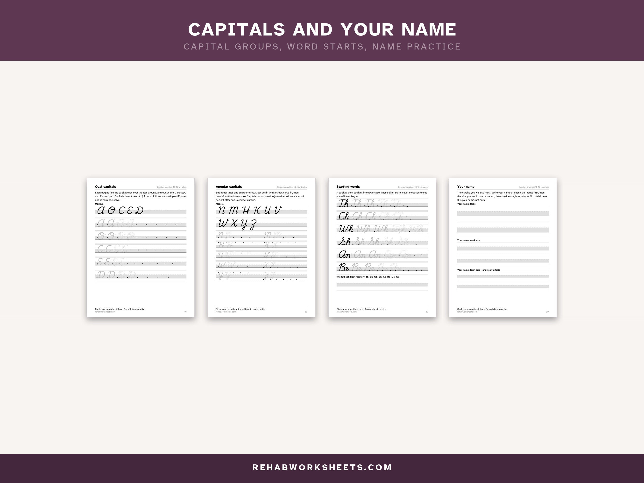 Capitals and your name: capital groups, word starts and name practice