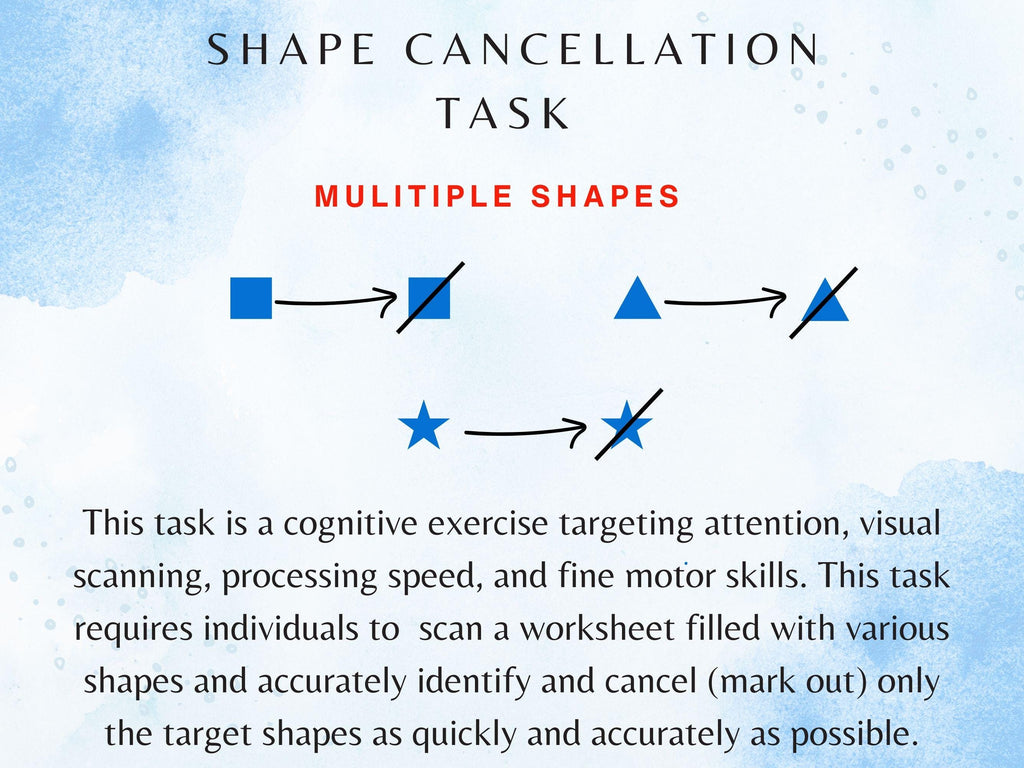 Shape Cancellation Task Bundle (30 Worksheets) - Attention