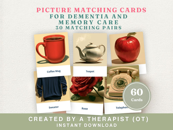 Picture Matching Cards for Dementia (30 Pairs) — Memory Care Activity