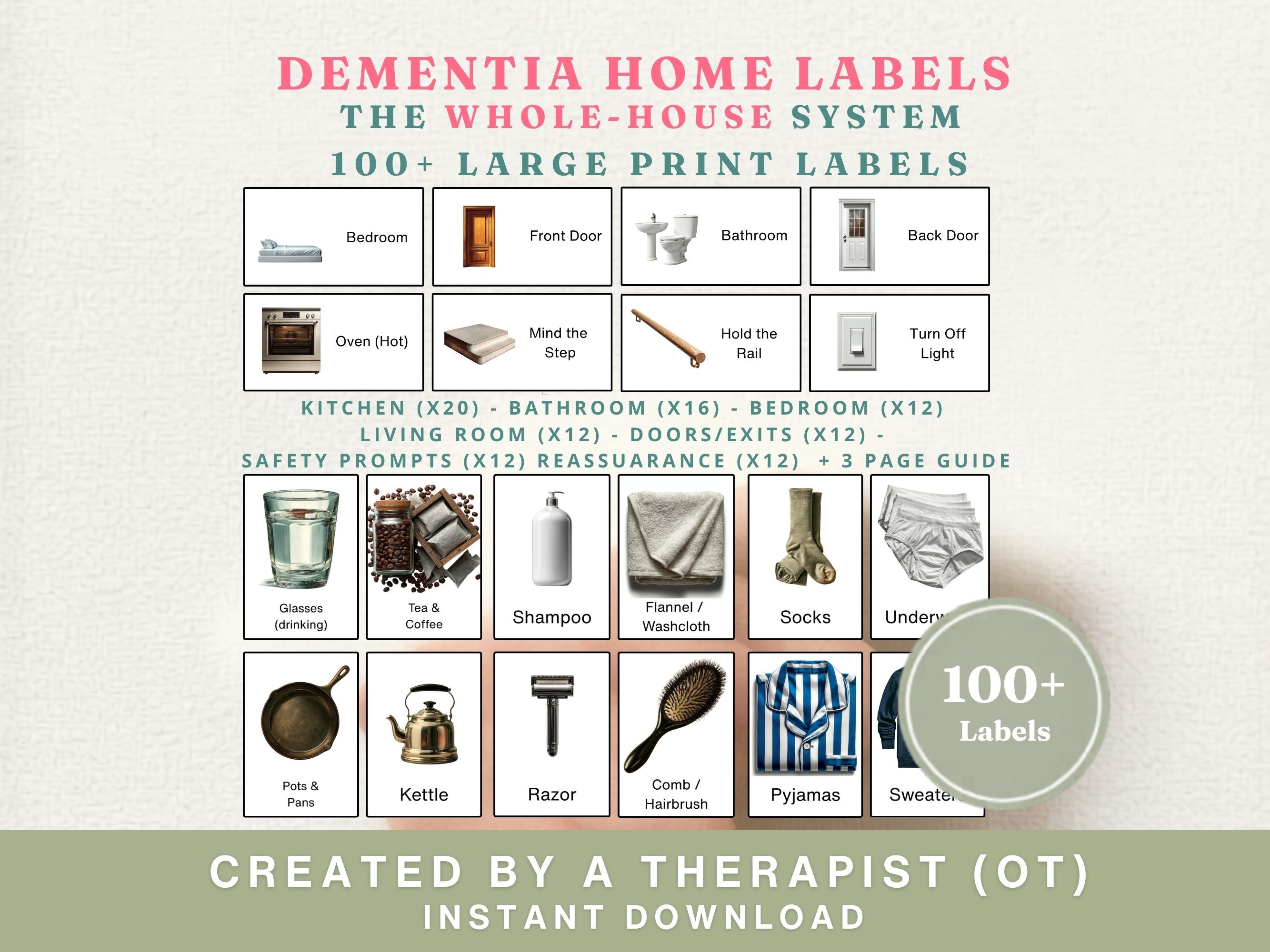 Dementia Home Labels — 100+ Large-Print Picture Signs for the Whole House