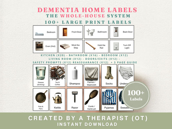 Dementia Home Labels — 100+ Large-Print Picture Signs for the Whole House