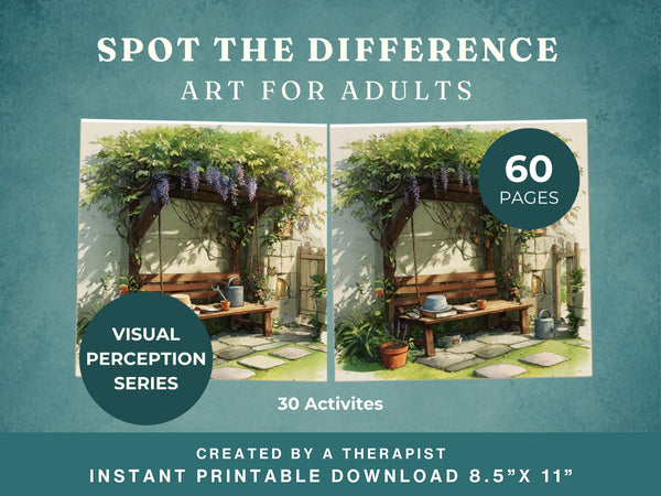 Dementia Spot the Difference Worksheets (30) — Realistic Scenes for Adults