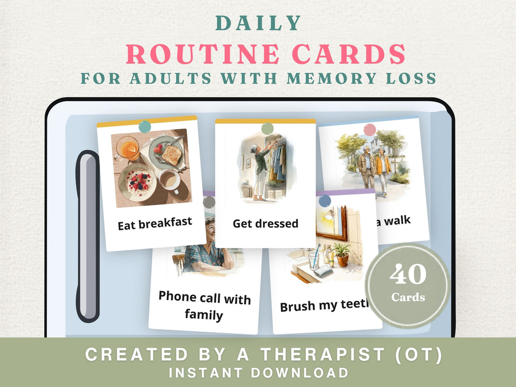 Dementia Daily Routine Cards — Visual Schedule for Memory Loss