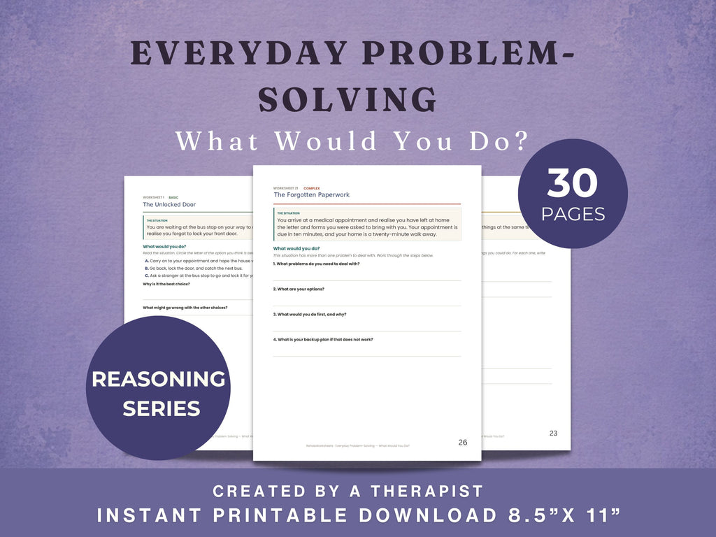 Problem Solving Worksheets for Adults (30) — Real-Life Scenarios
