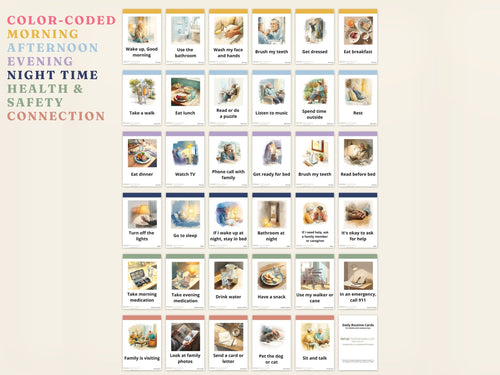 Dementia Daily Routine Cards — Visual Schedule for Memory Loss