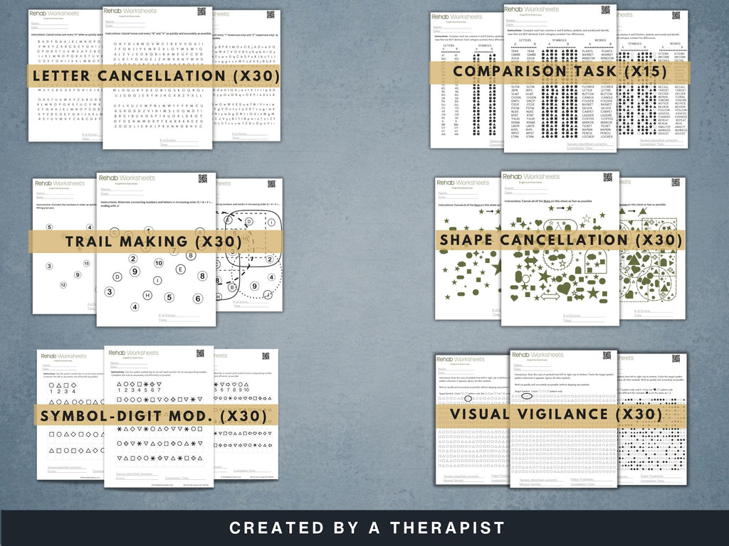 Attention Worksheets Bundle (165) — Complete Attention Rehab Set