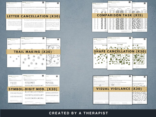 Attention Worksheets Bundle (165) — Complete Attention Rehab Set