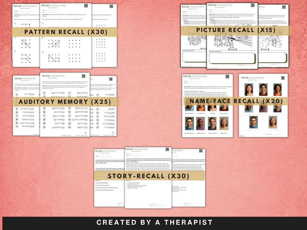 Memory Worksheets Bundle (120) — Complete Memory Rehab Set