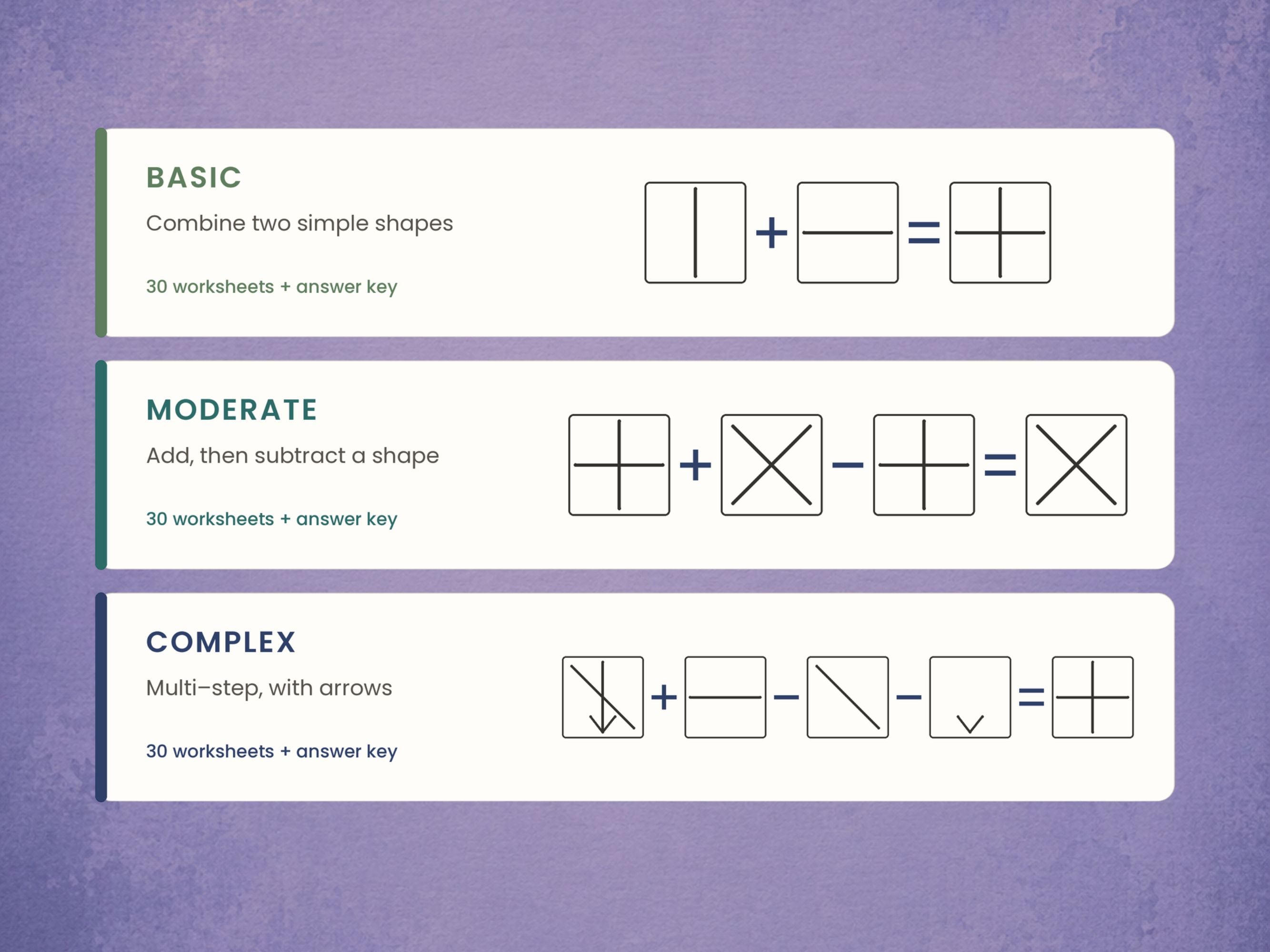 Figure Combination Worksheets (90) — Visual Reasoning Exercises
