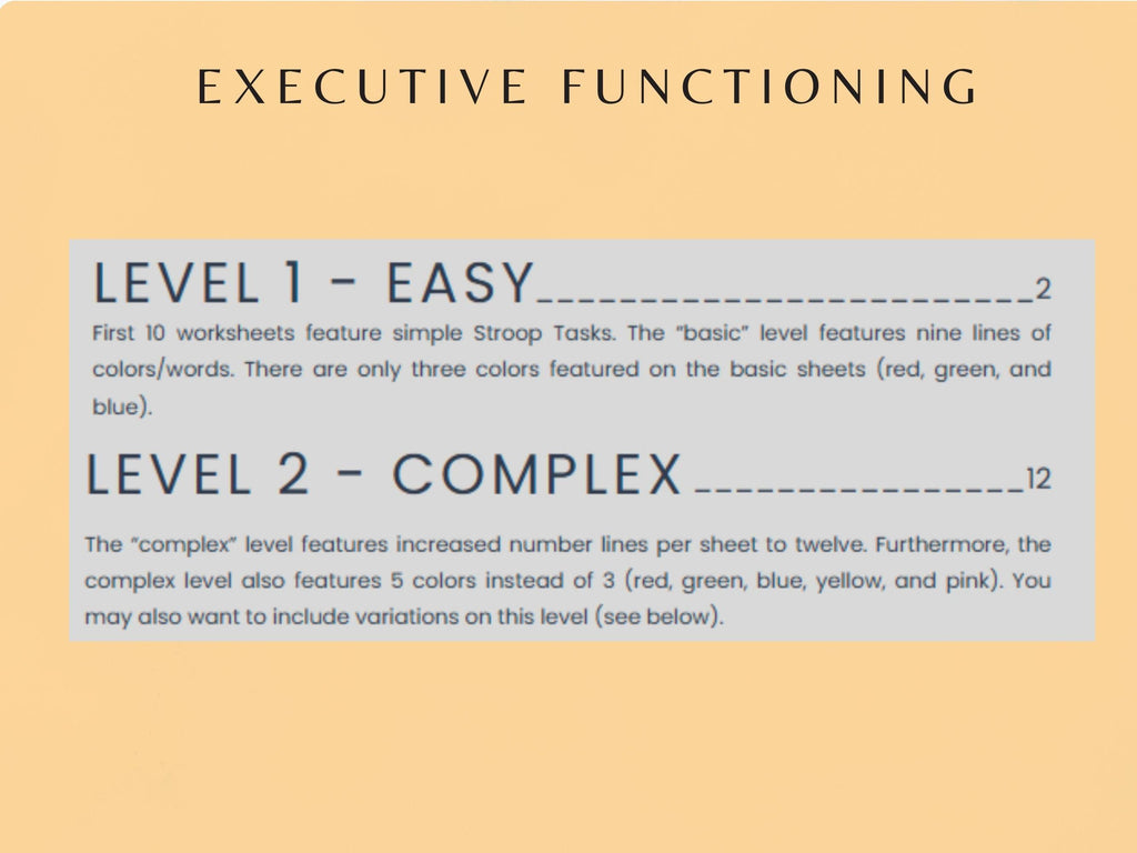 Stroop Task Cognitive Exercise Bundle (20 Worksheets) - Executive Functioning