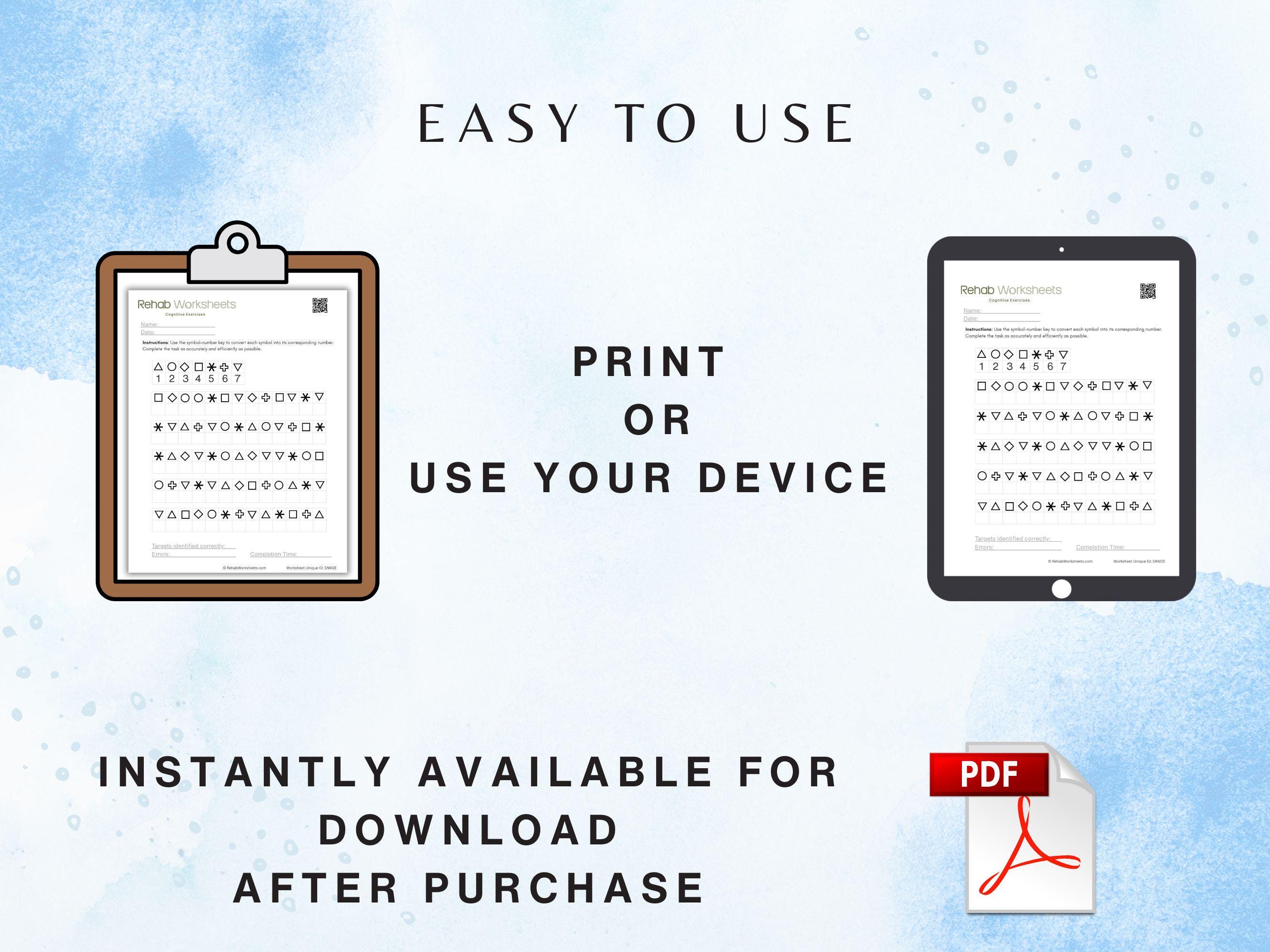 Symbol–Number Matching Task (30 Worksheets) - Attention