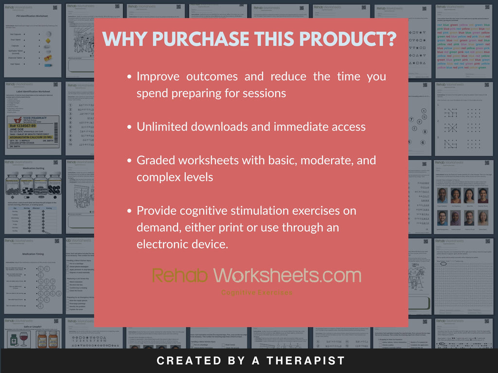 Memory Worksheets Bundle (120) — Complete Memory Rehab Set