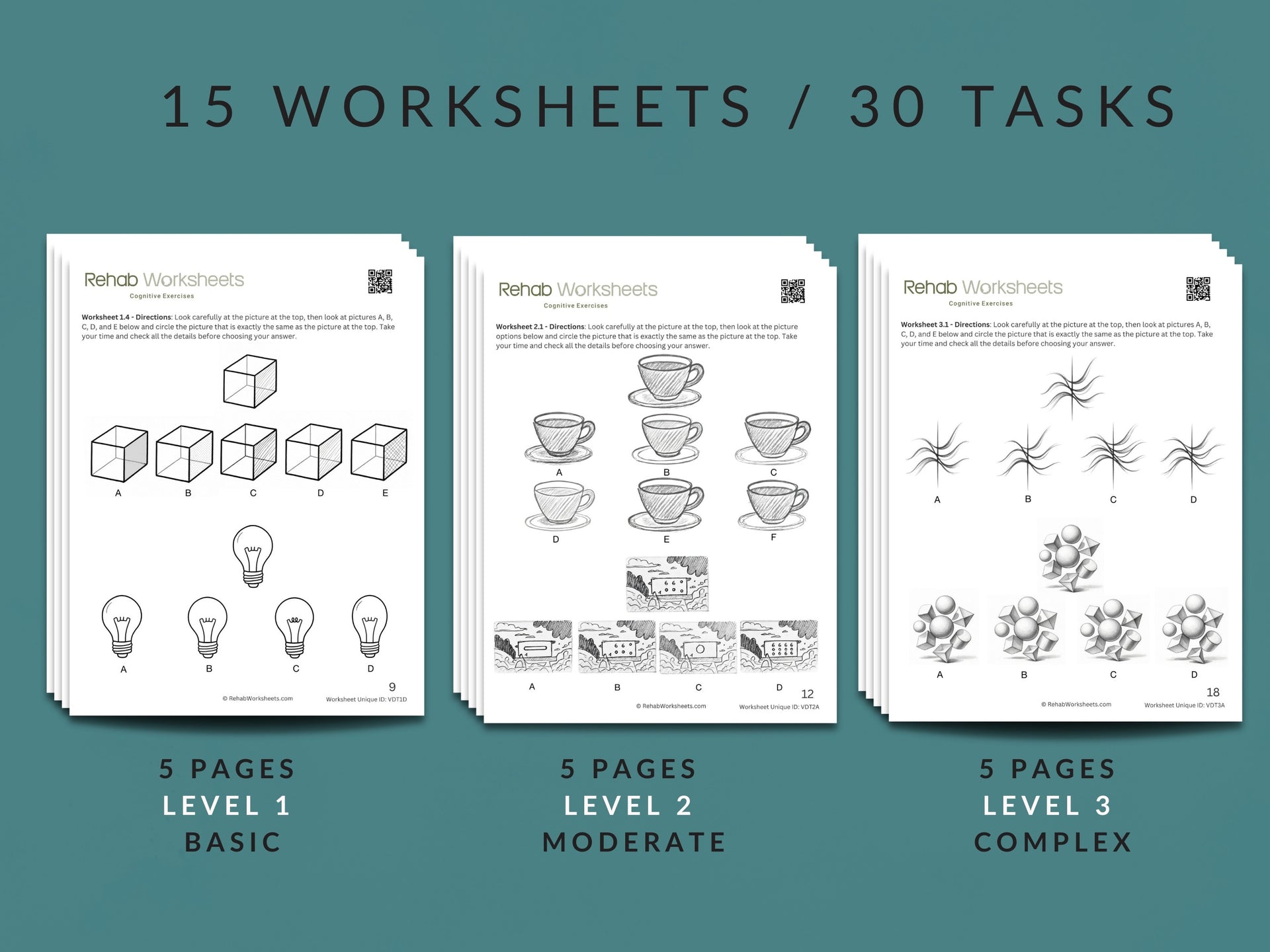 Visual Discrimination Worksheets (15 Pages) – Visual Perception – Rehab ...