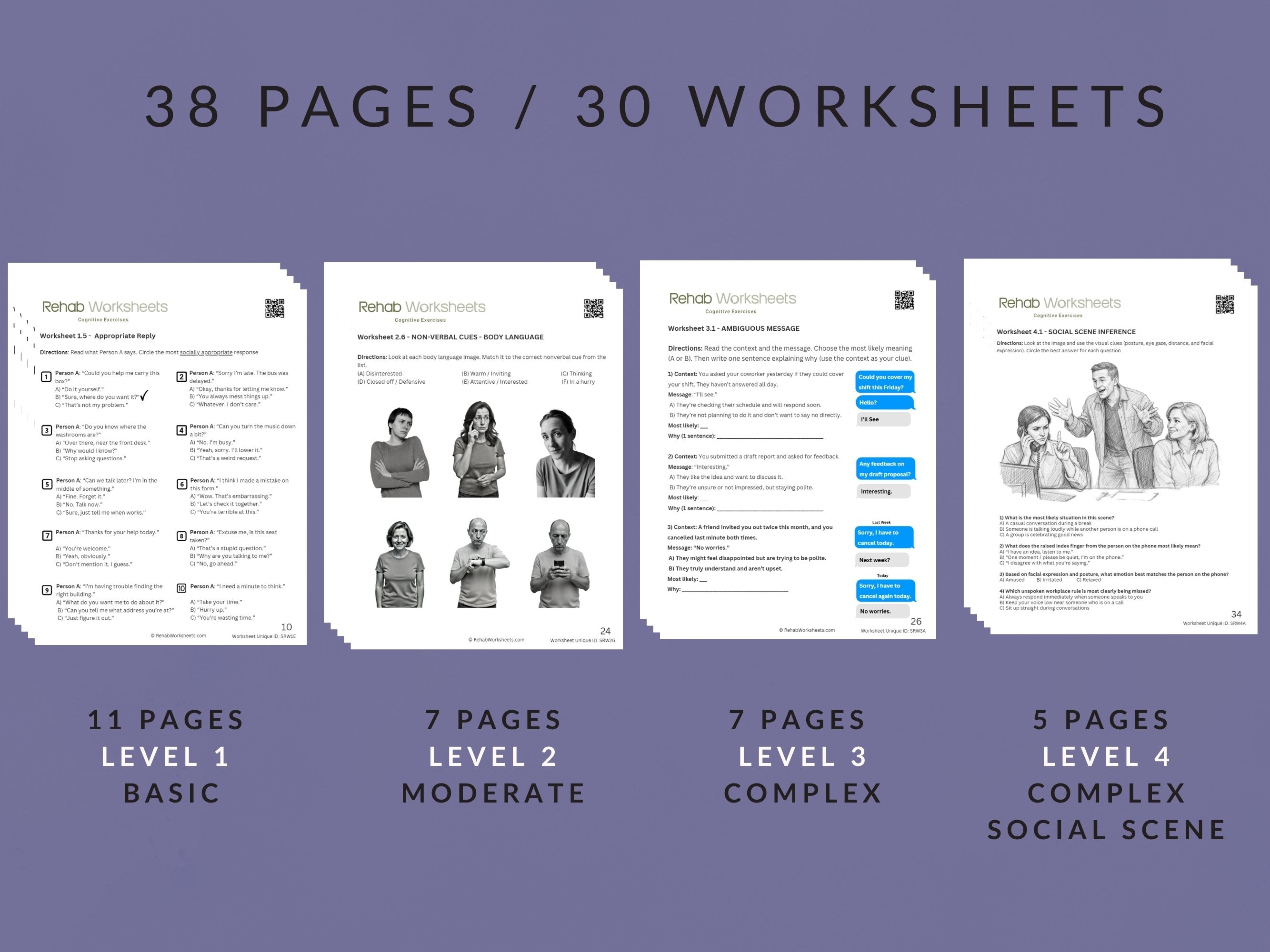 Social Reasoning (30 Worksheets) - Reasoning - Rehab Worksheets