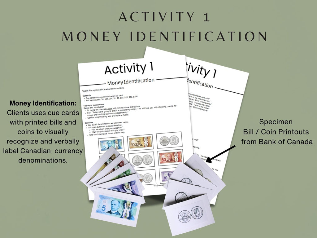 Money Management Kit - Canadian Edition - Occupational Therapy Tool, Speech Therapy Activity, Cognitive Training, Physical Kit