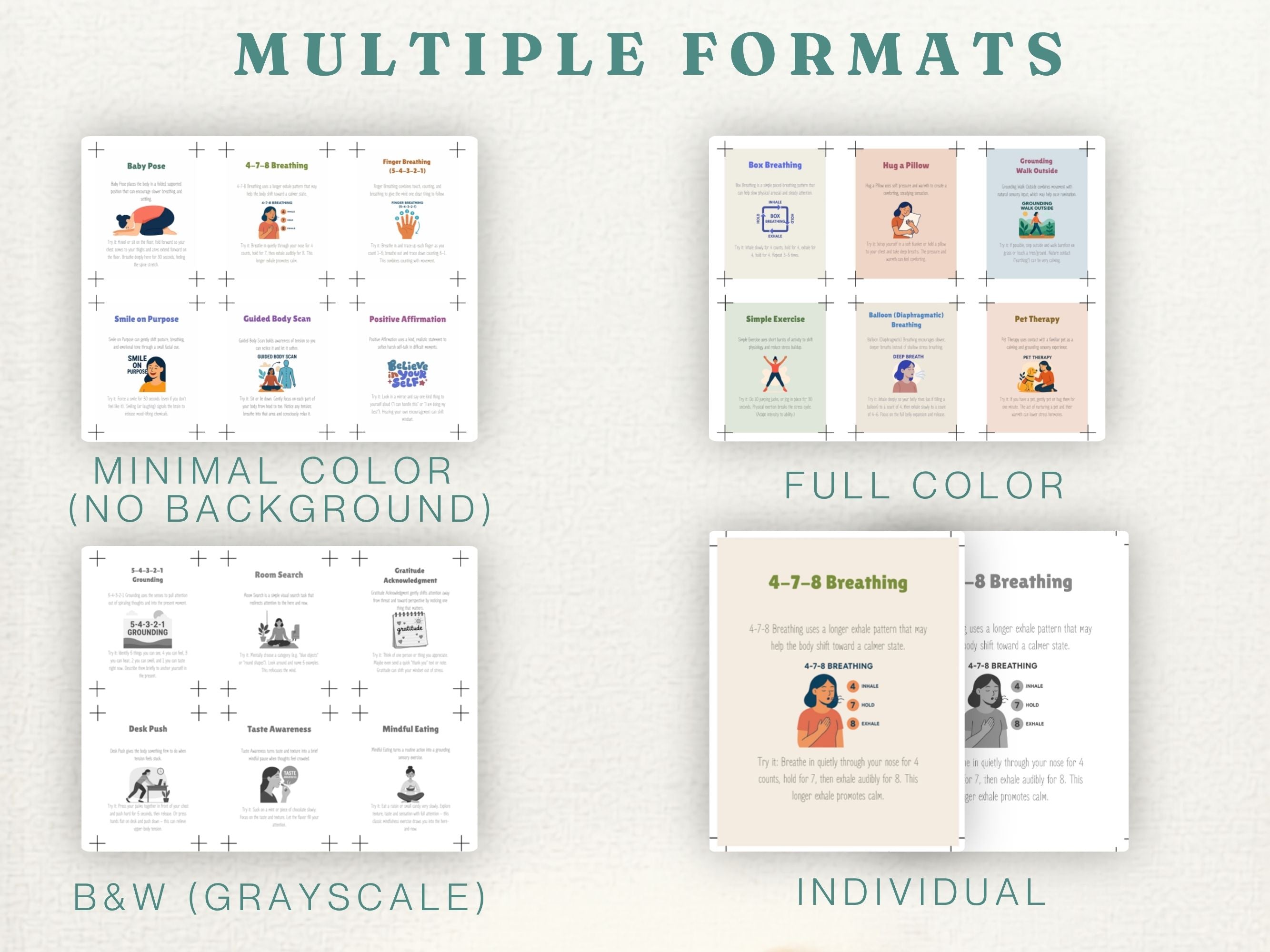 Coping Skills & Grounding Flash Cards — Printable Calming Strategies