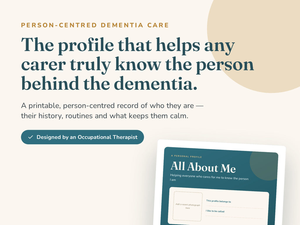 All About Me — Dementia Care Profile (Printable & Fillable PDF)