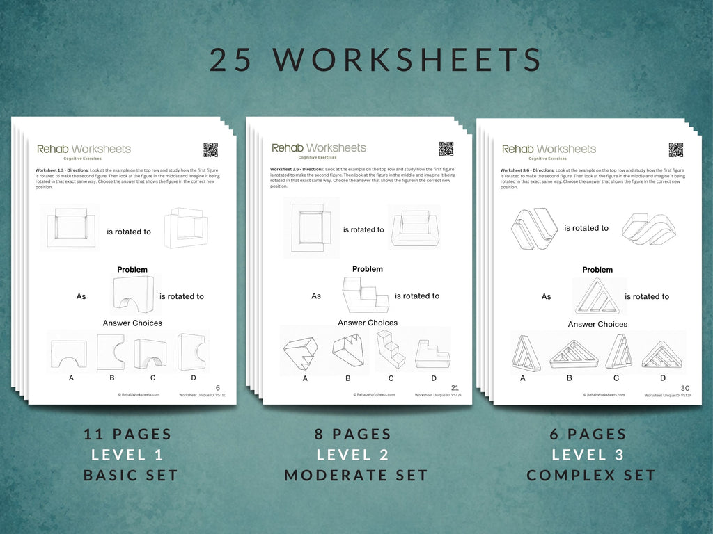 Visual Spatial Worksheets (25) — Spatial Perception Exercises