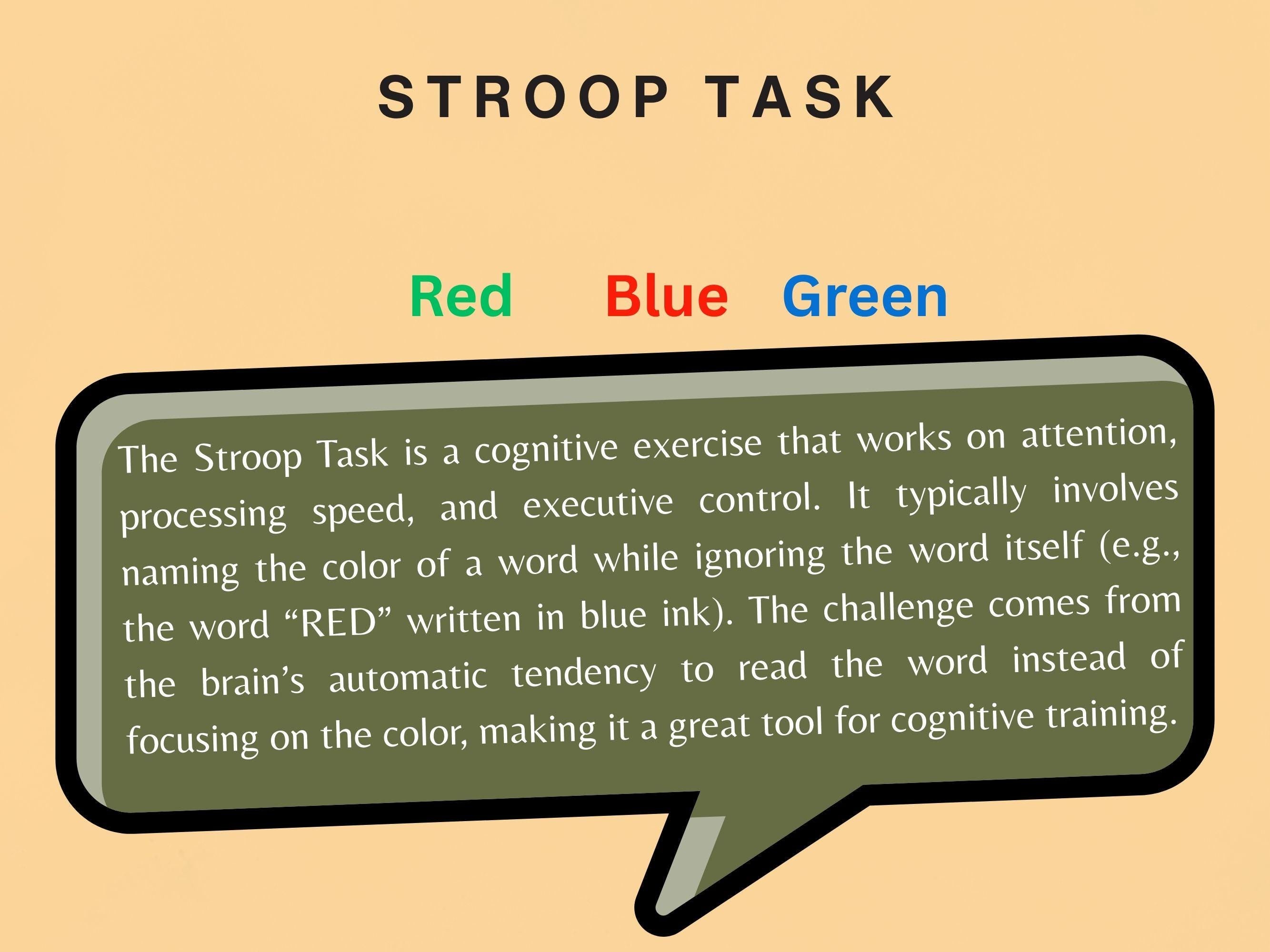 Stroop Task Cognitive Exercise Bundle (20 Worksheets) - Executive Functioning