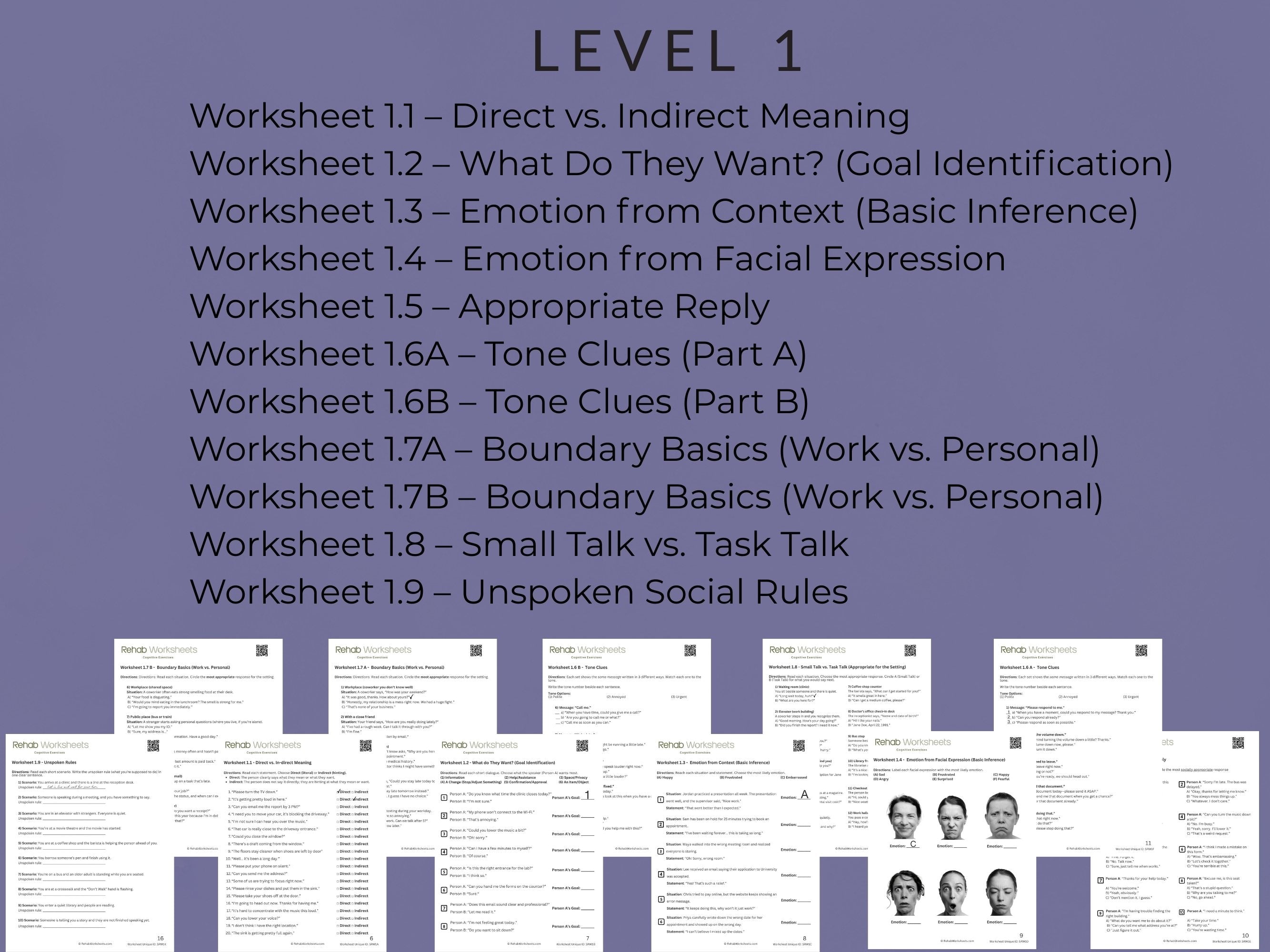 Social Reasoning (30 Worksheets) - Reasoning - Rehab Worksheets