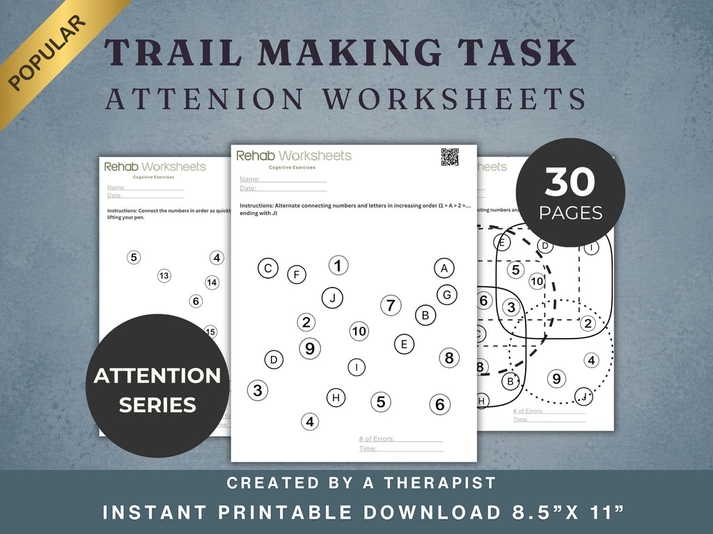 Attention Worksheets Bundle (165) — Complete Attention Rehab Set
