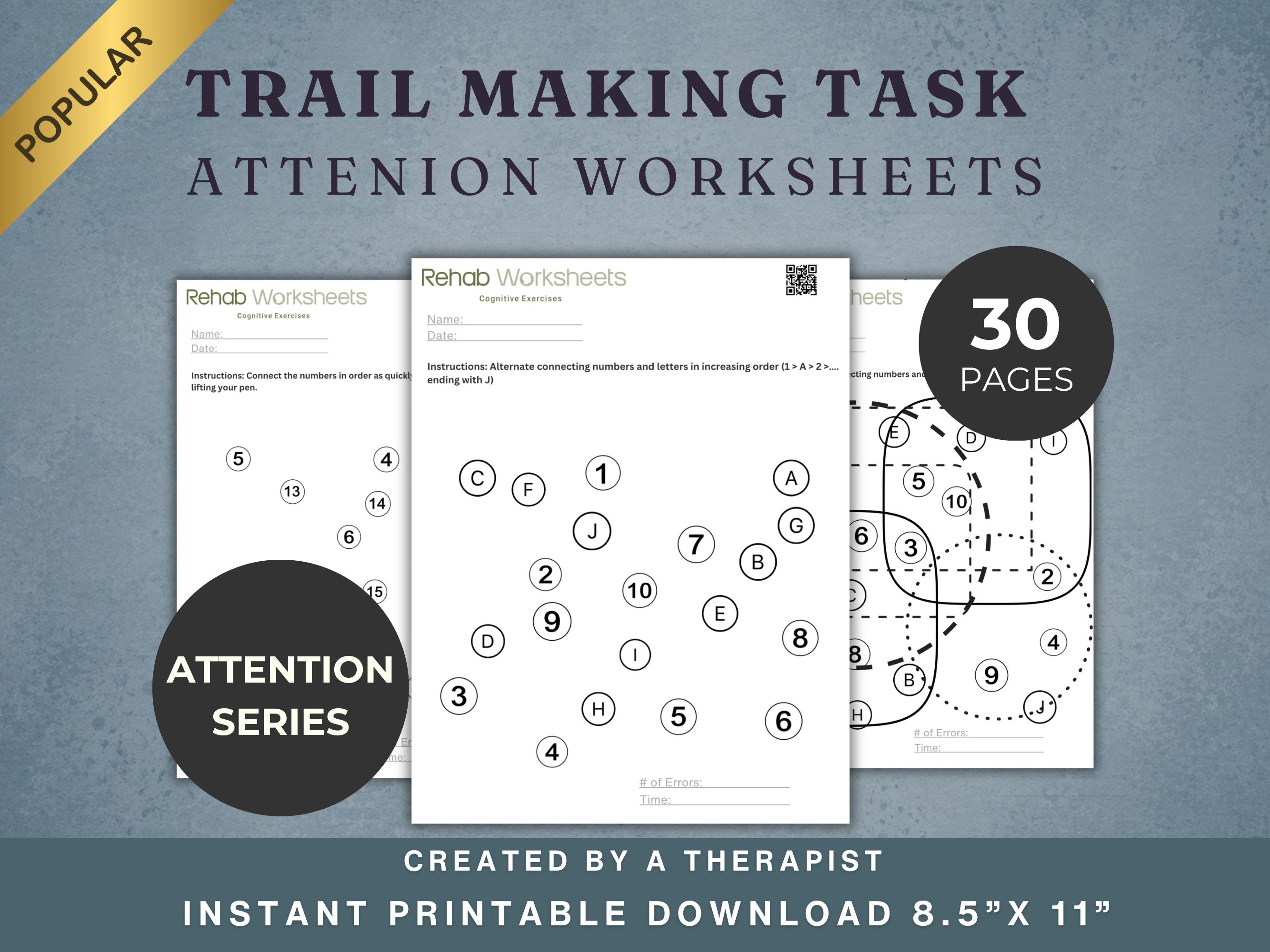 Attention Worksheets Bundle (165) — Complete Attention Rehab Set
