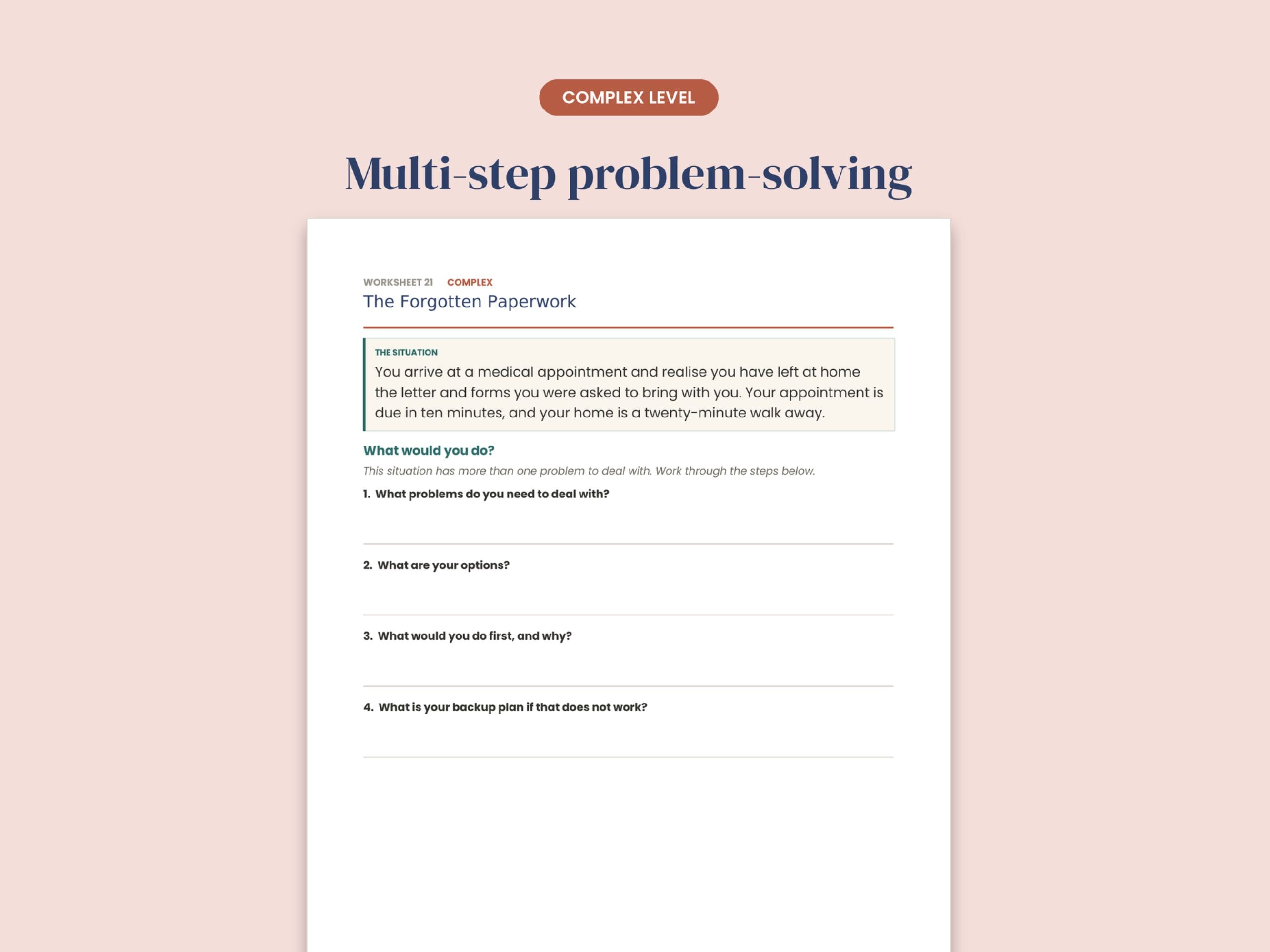 Problem Solving Worksheets for Adults (30) — Real-Life Scenarios