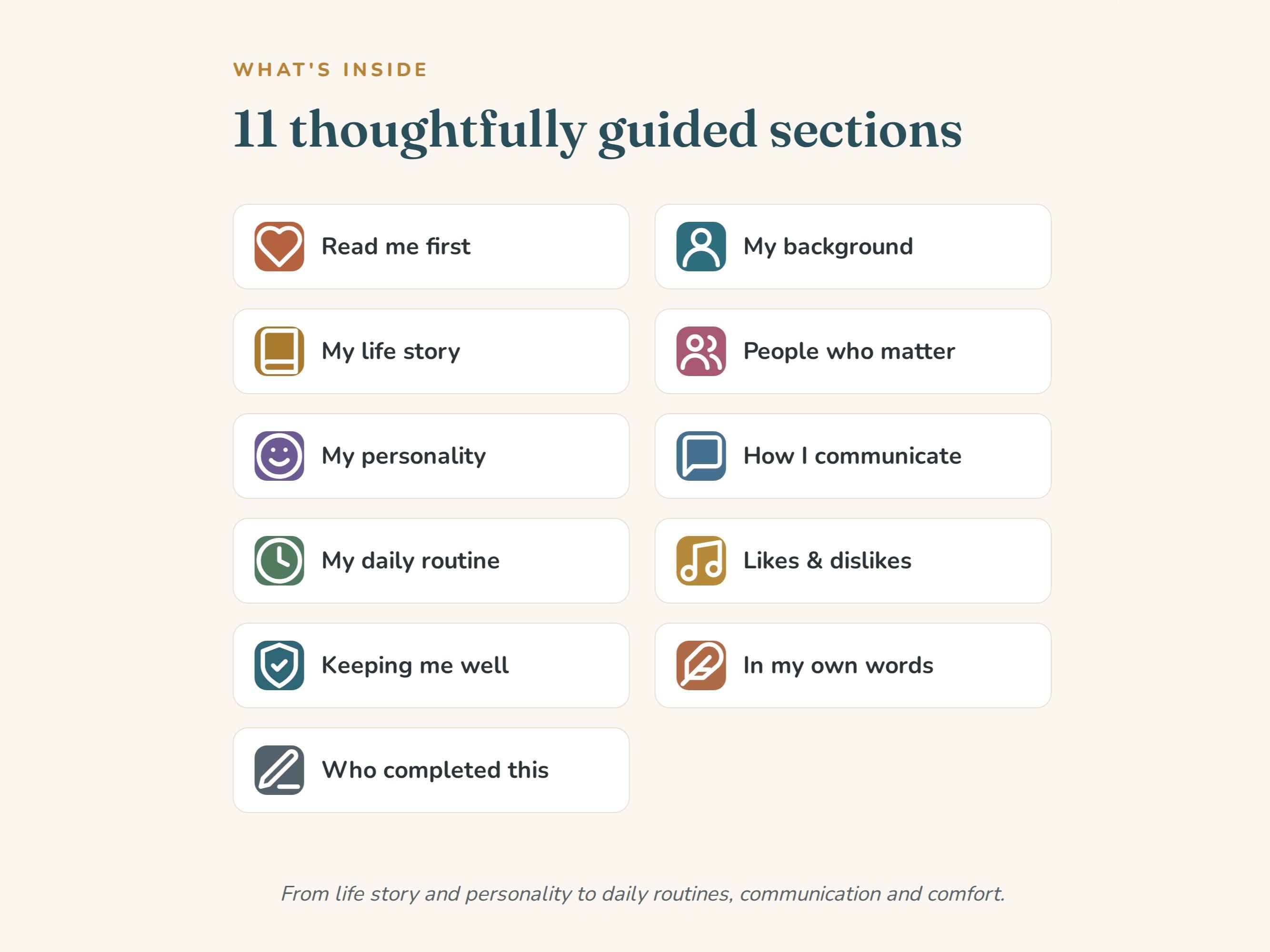 All About Me — Dementia Care Profile (Printable & Fillable PDF)
