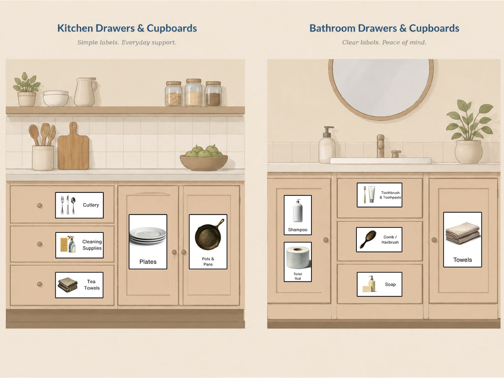Dementia Home Labels — 100+ Large-Print Picture Signs for the Whole House