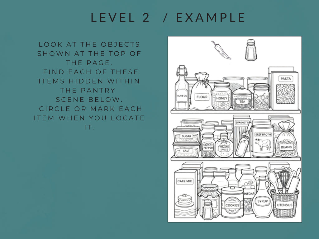 Visual Figure-Ground Worksheets by Rehab Worksheets, 15 pages of visual perception activities with black and white images.