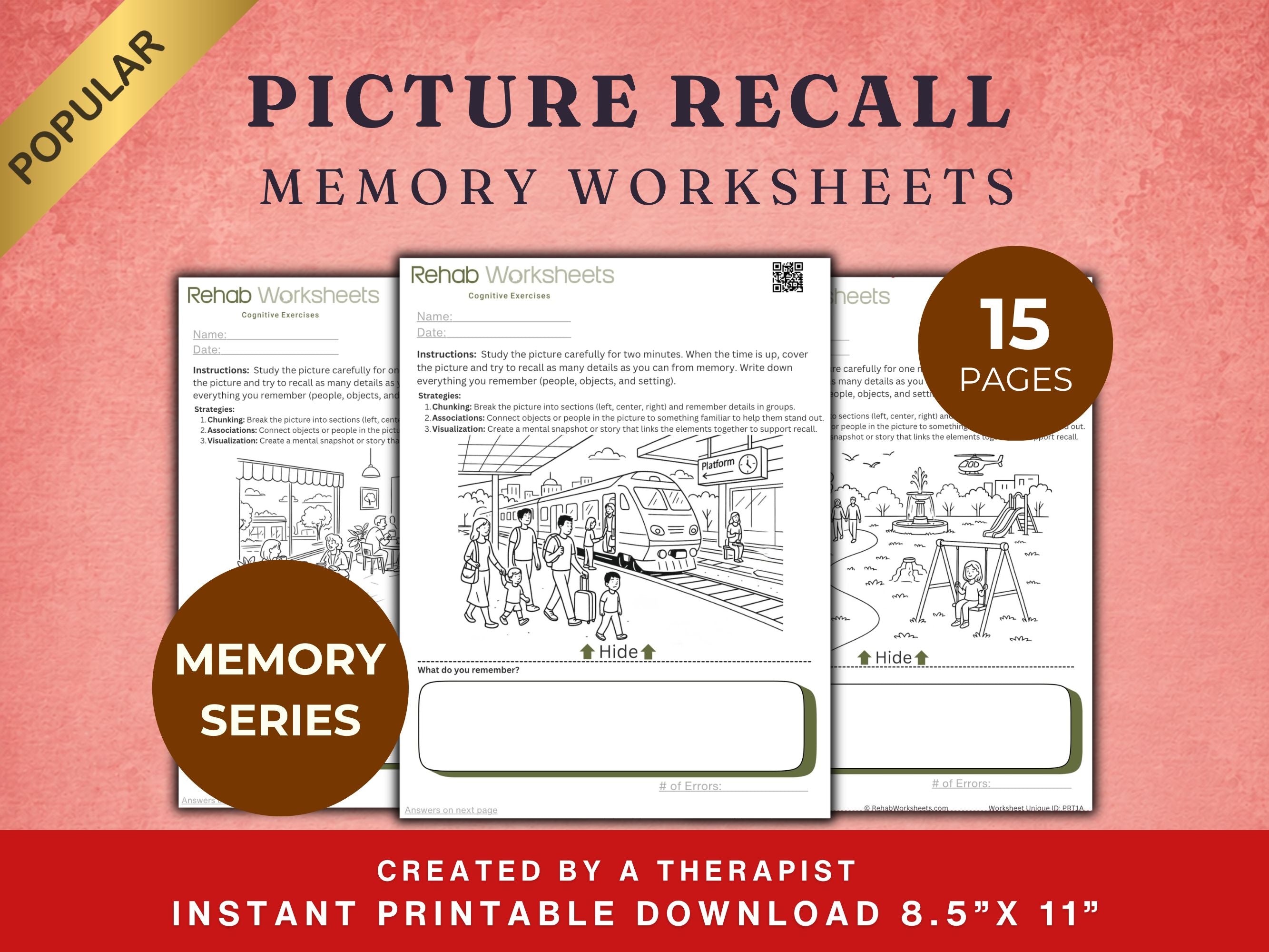 Memory Worksheets Bundle (120) — Complete Memory Rehab Set