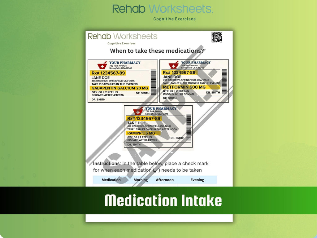 Medication Management (10 Worksheets) - Functional