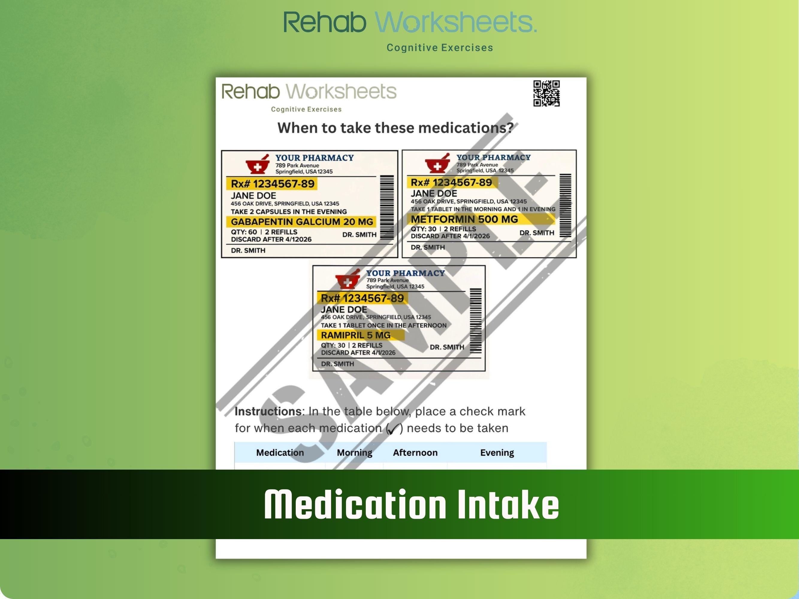 Medication Management (10 Worksheets) - Functional