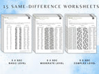 Same–Difference Comparison Worksheets (15 Worksheets) - Attention