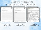 Visual Vigilance Task (30 Worksheets) - Attention