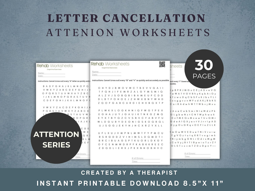 Attention Worksheets Bundle (165) — Complete Attention Rehab Set